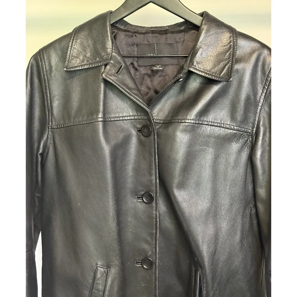 Vintage Moda International Leather Jacket Black Small Victoria's Secret 90s Y2K
